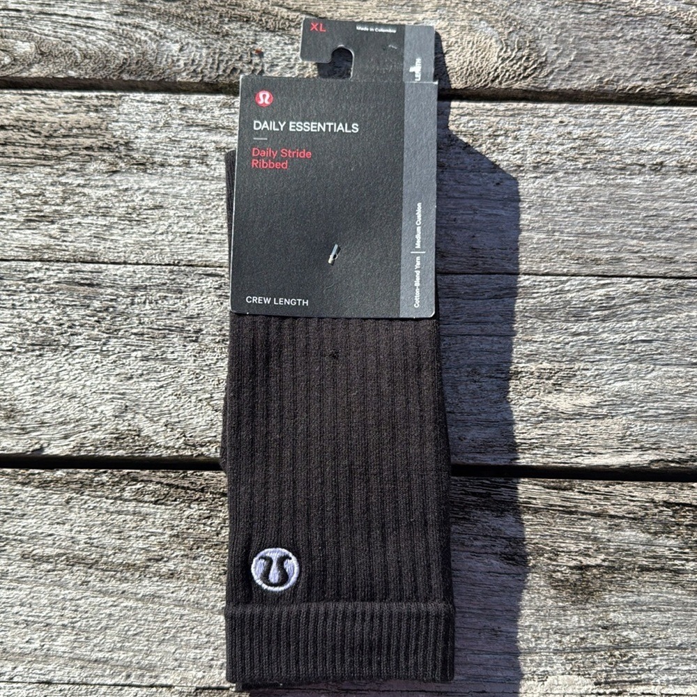 Lululemon Daily Stride Ribbed‎ Crew Socks Black men's size XL NWT